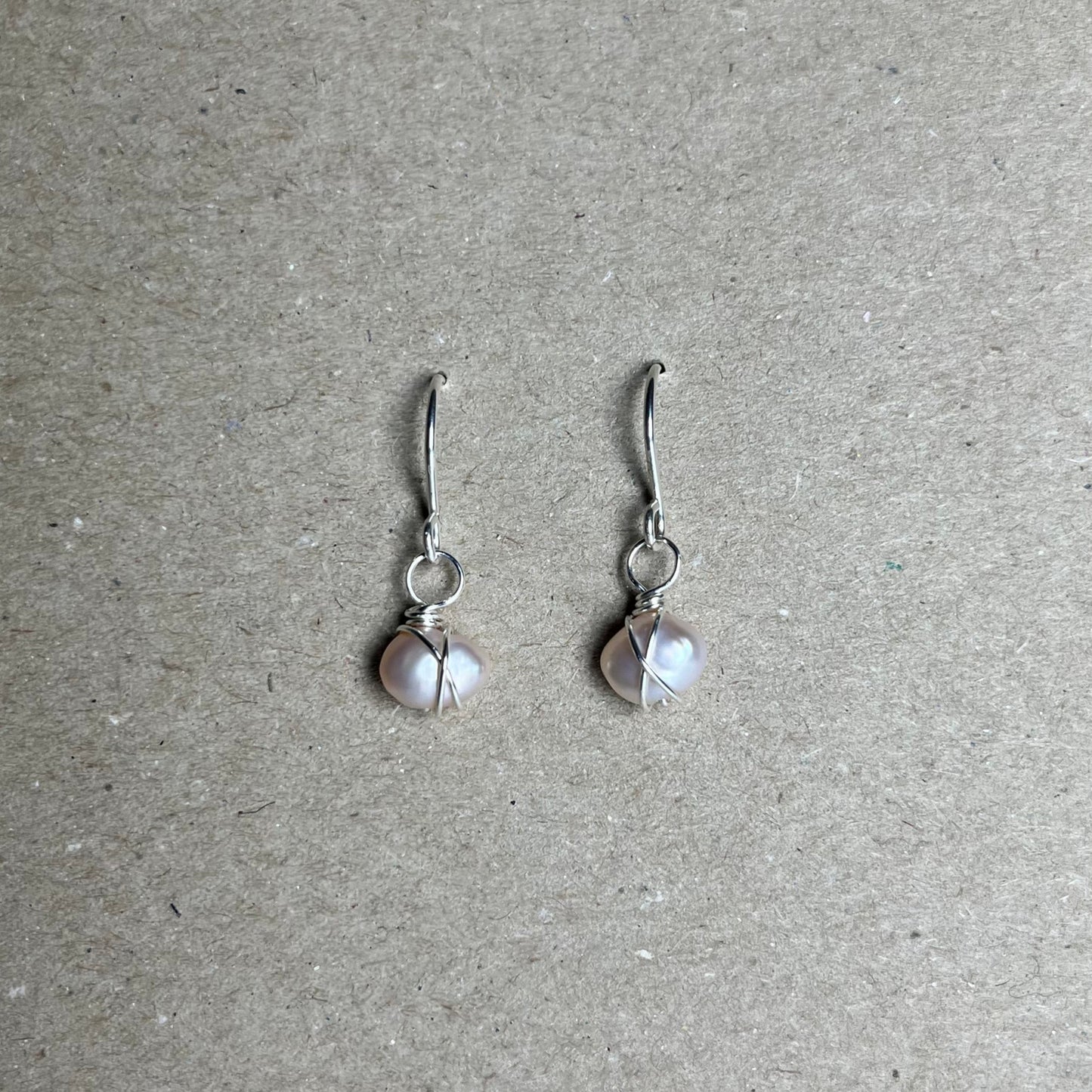 Delicate pink pearl drop earrings with silver fittings - Lola Grant